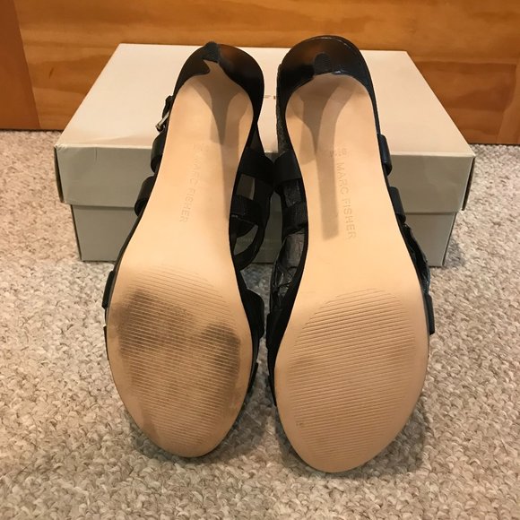 Marc Fisher Leather Strappy Heeled Vachella Sandal - Picture 7 of 8